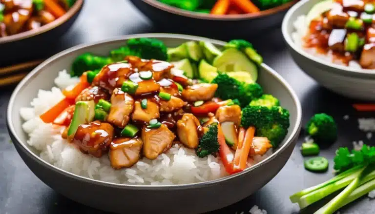 Honey Garlic Chicken Rice Bowls