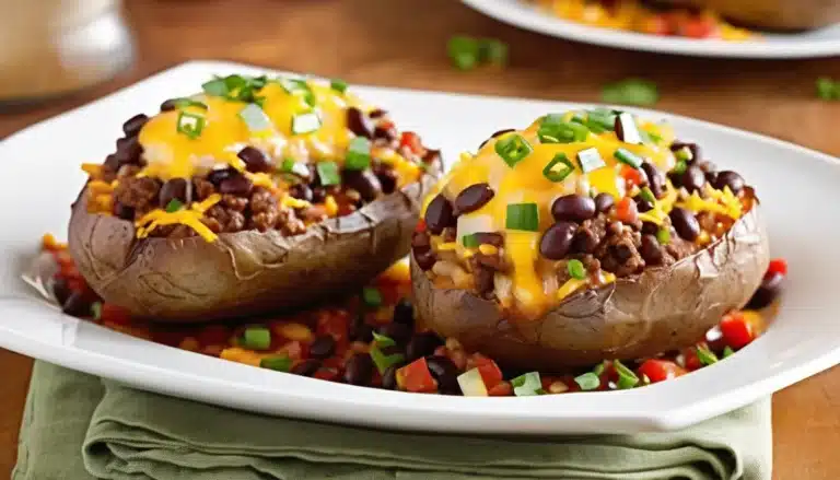 Loaded Chili Stuffed Baked Potatoes